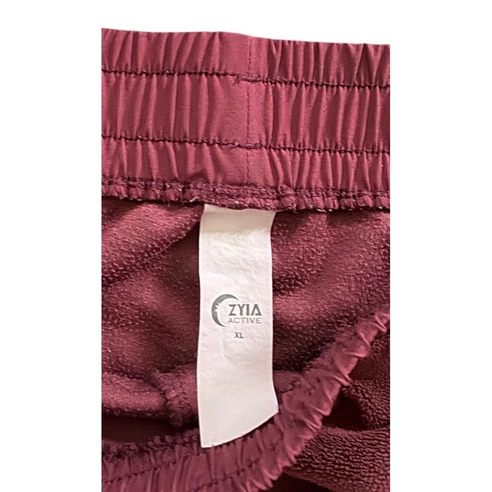 ZYIA ACTIVE Burgundy‎ Velour Jogger Sweatpants Womens XL Zipper Pockets Cozy - Picture 4 of 9